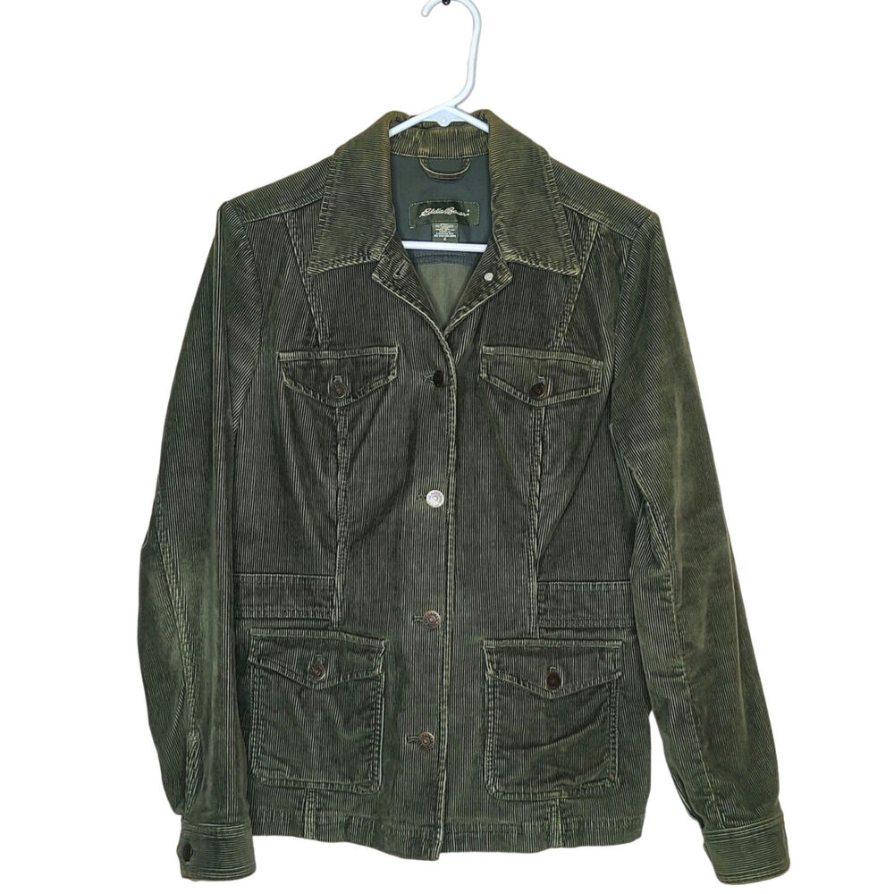 Eddie Bauer Women's Olive Green Corduroy Barn Jacket Small Chore Coat